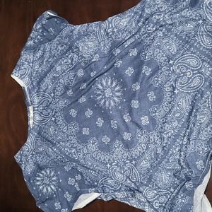 Terra and sky blue patterned shirt size 2x